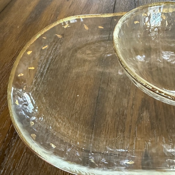 GLASAX German Glass Top Line Crystal Serving Dish and Small Bowl with Gold - Picture 3 of 8